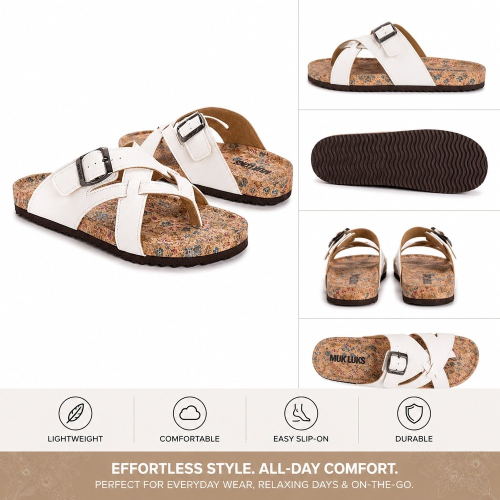 Women's Sandals by Muk Luks Tanner White Size 8 New With Tags